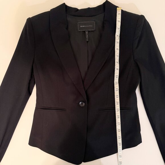 BCBGMaxazria Blazer Jacket Black Long Sleeve Button Front Career Workwear sz S - Picture 8 of 10